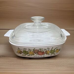 Vintage Corning Ware A1B 1Qt Casserole Dish Spice of Life Pyrex Lid A70